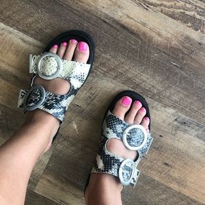 MANGO Snakeskin Flatform Sandals